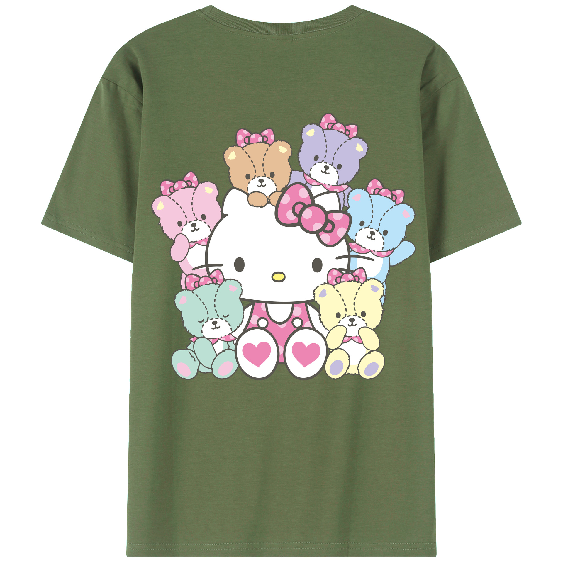 （画像用） Hello Kitty ハローキティ 綿100％ メンズ半袖Tシャツ（バックプリント） 通気性